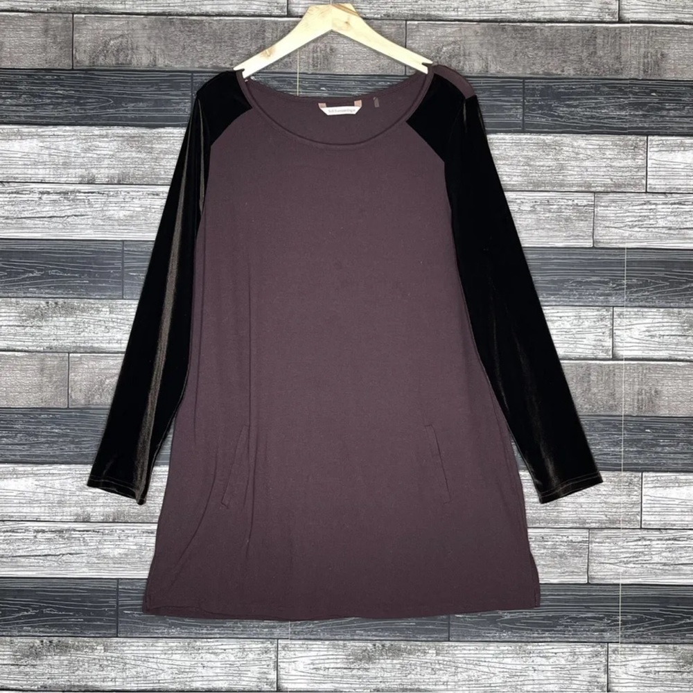 Soft Surroundings Women’s Sweater Size Large Brown Velvet Long Sleeves Stretch